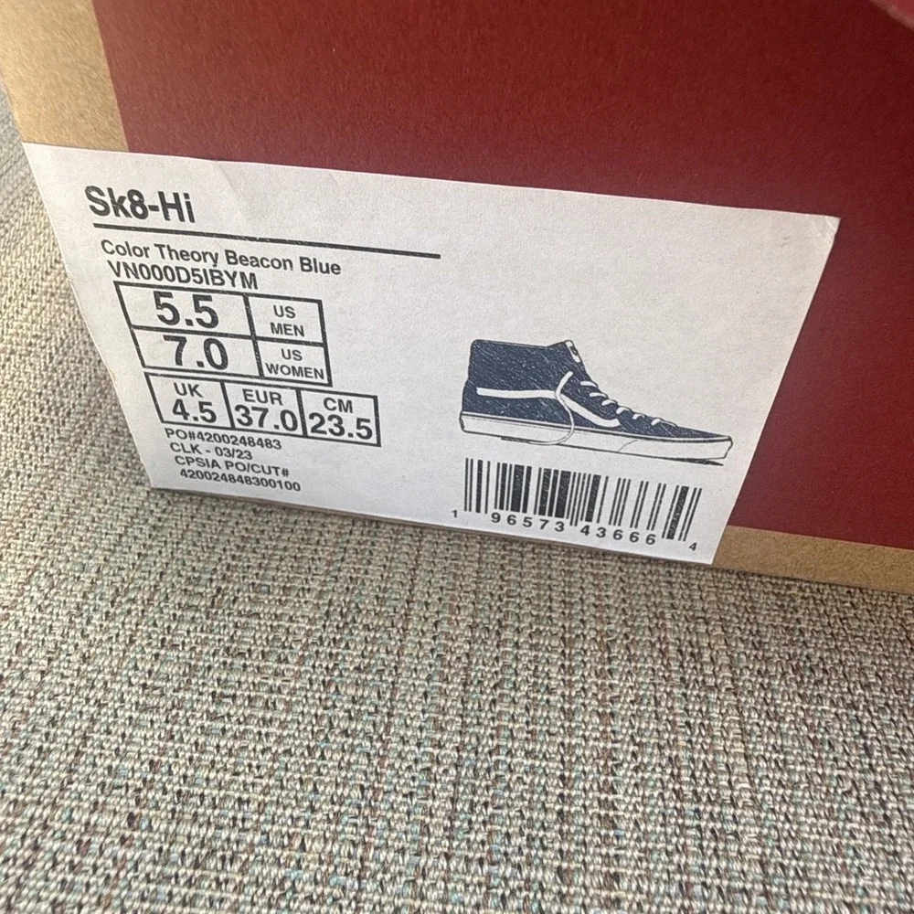 Vans Sk8-Hi Color Theory Beacon Blue Men 5.5 Women 7 VN000D5IBYM New